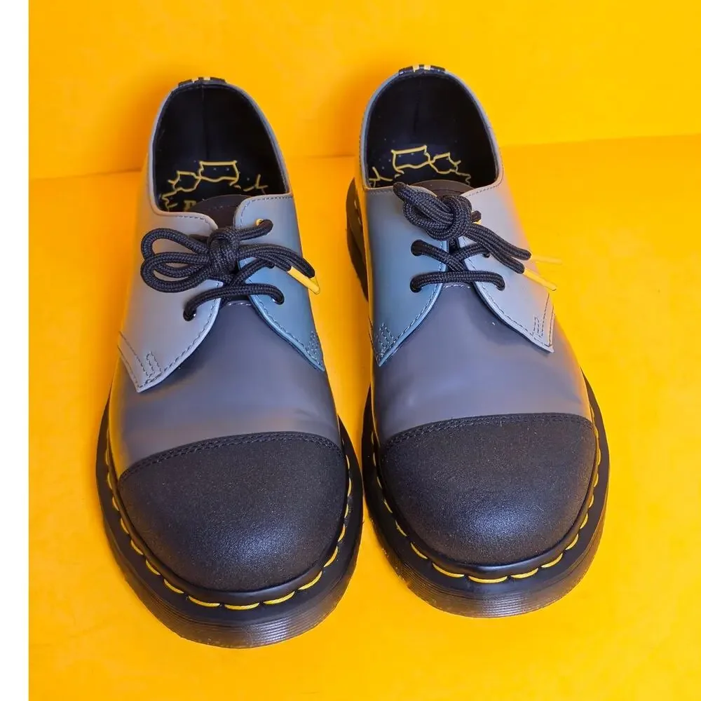 Dr Martens 1461 London Black Grey 3-Eye Oxfords Mens 8 Womens 9 New Old Stock